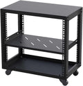 Audio Rack AV Media Stand Audio Stand with Wheel, Media Storage Cabinet Adjustable Entertainment Video Game Equipment Console Shelf, Corner Entertainment Center