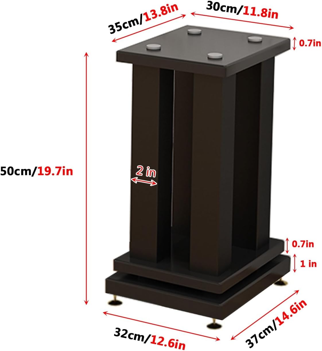 Aimery Floor Speaker Stands Pair, Professional Audio Stand Brackets, Metal Steel Floor Standing, Bookshelf Speaker Stands, Stand for Speakers(50cm/19.7in)