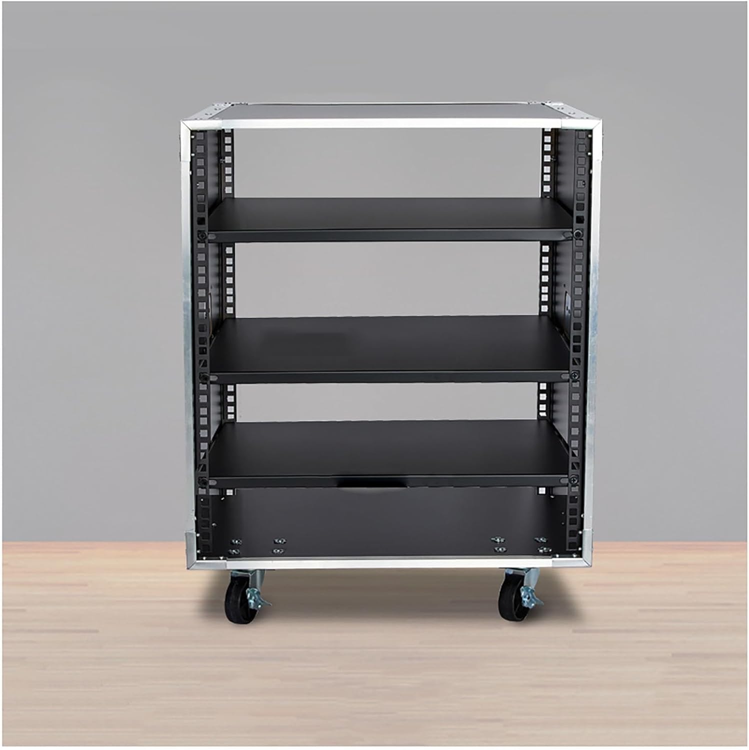 Portable Network Rack，Open Frame Rack，for Servers & AV Gear，with Caster Built-in Handle Network Rack， Rolling Network Rack（16U -87x52.5cm） (Size : 12U-3TIER-49.5X52.5CM)