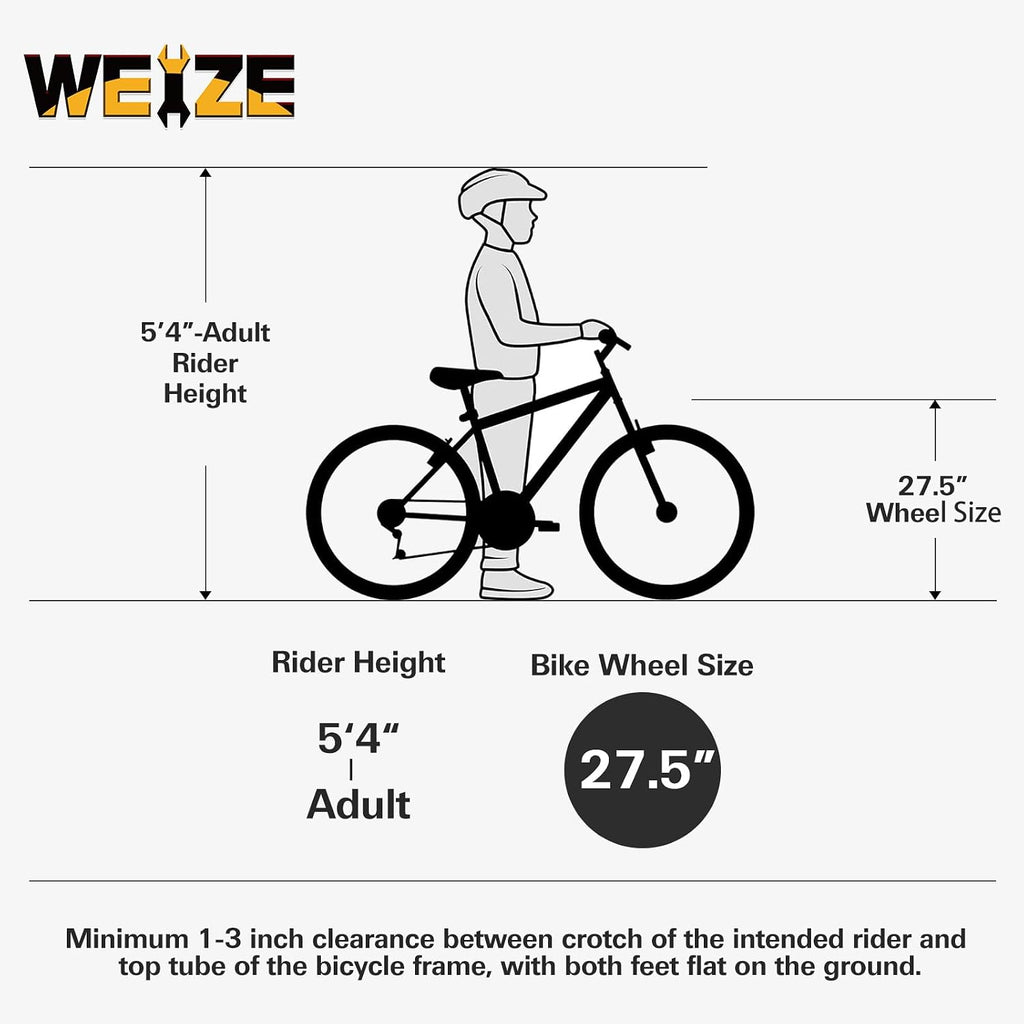 WEIZE Mountain Bike 26 27.5 inch Outdoor Cycling Bike 18-Speed/High-Carbon Steel/Dual Full Suspension, Adjustable Ergonomic Seat for Men Women Adult, MTB Bicycle with Suspension Fork