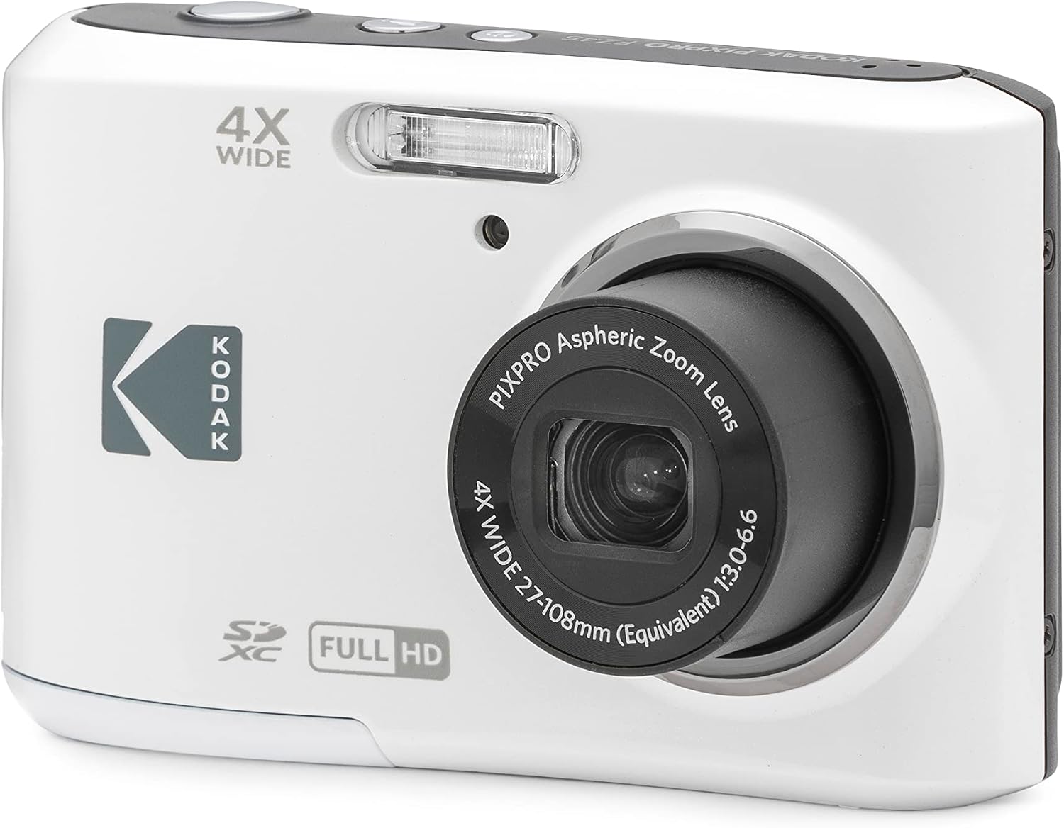 Kodak PIXPRO Friendly Zoom FZ45-WH 16MP Digital Camera with 4X Optical Zoom 27mm Wide Angle and 2.7' LCD Screen (White)