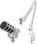 RODE PodMic Dynamic Podcasting Microphone (White) with RODE PSA1+ Professional Studio Arm (White) and XLR Cable