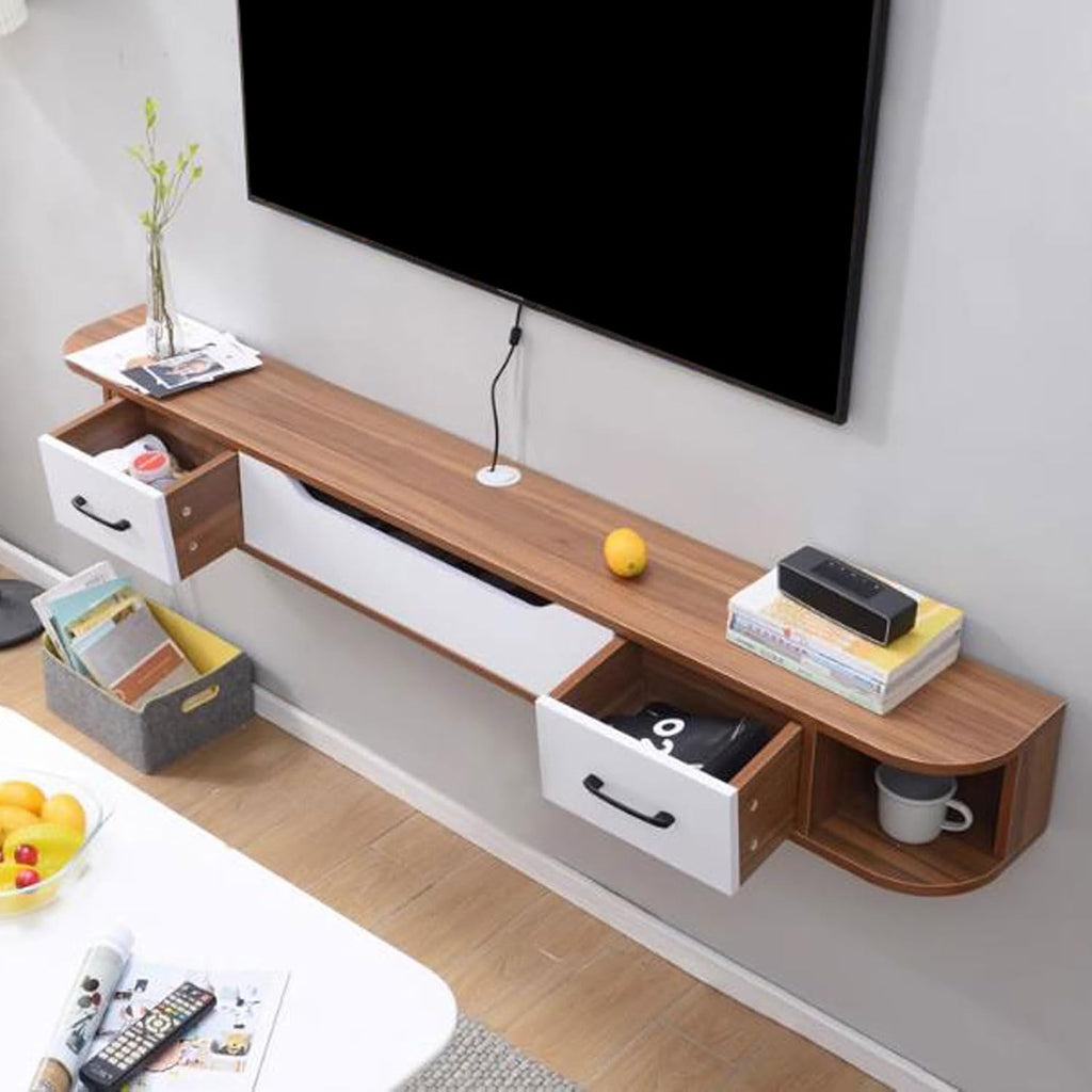 TV Table Unit for TVs, Wall Mounted TV Cabinet Floating TV Shelf Wall Shelf Entertainment Center Storage Cabinet Book Shelf Media Gaming TV Console Goods Rack Audio-visual Equipment Shelves 150cm