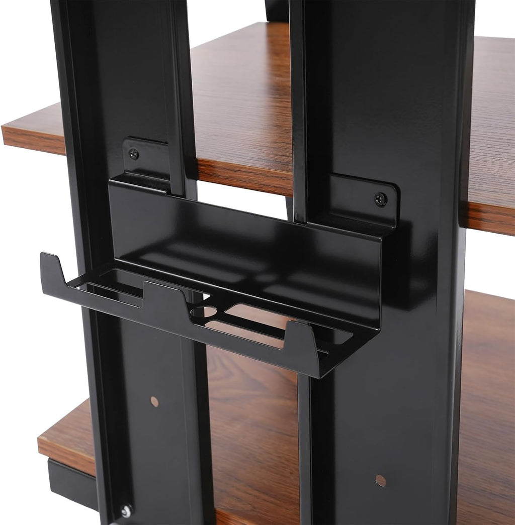 4-Tier AV Media Stand Corner Shelf Wooden Stereo Cabinet Audio Rack Tower for Audiovisual Equipment/DVD Players/CD Changers/Game Consoles