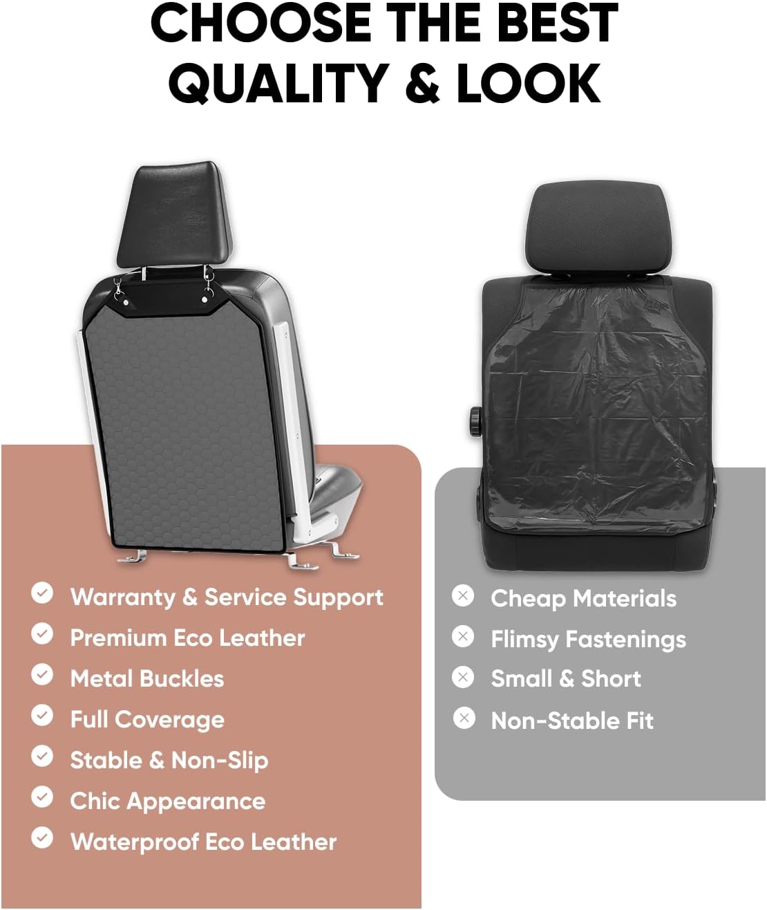 Owleys Set Seat Back Organizer & Car Seat Protector Hexy Waterproof & Non-Slip Protector for Child Car Cushion for Leather and Fabric Seats (Gray Set 2)