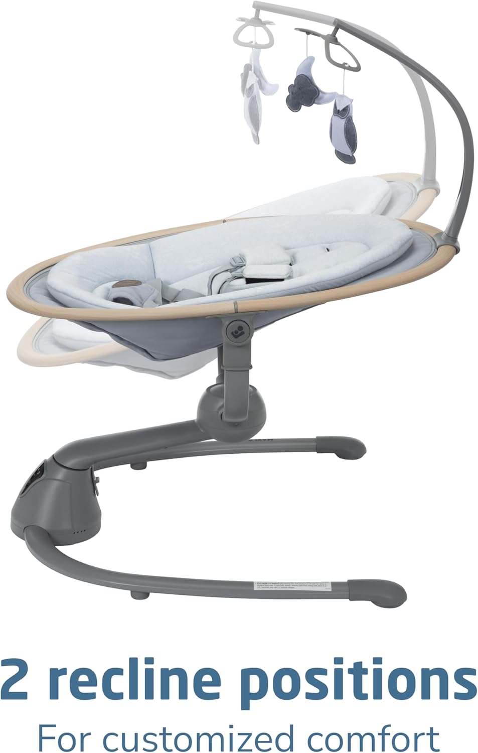 Maxi-Cosi Cassia Smart Baby Swing for Infants, Portable Foldable Swing with Music, 360 Rotation, 5 Speeds, 12 Melodies, EcoCare Fabric, Auto Motion Sensor, 2 Reclines, Classic Slate