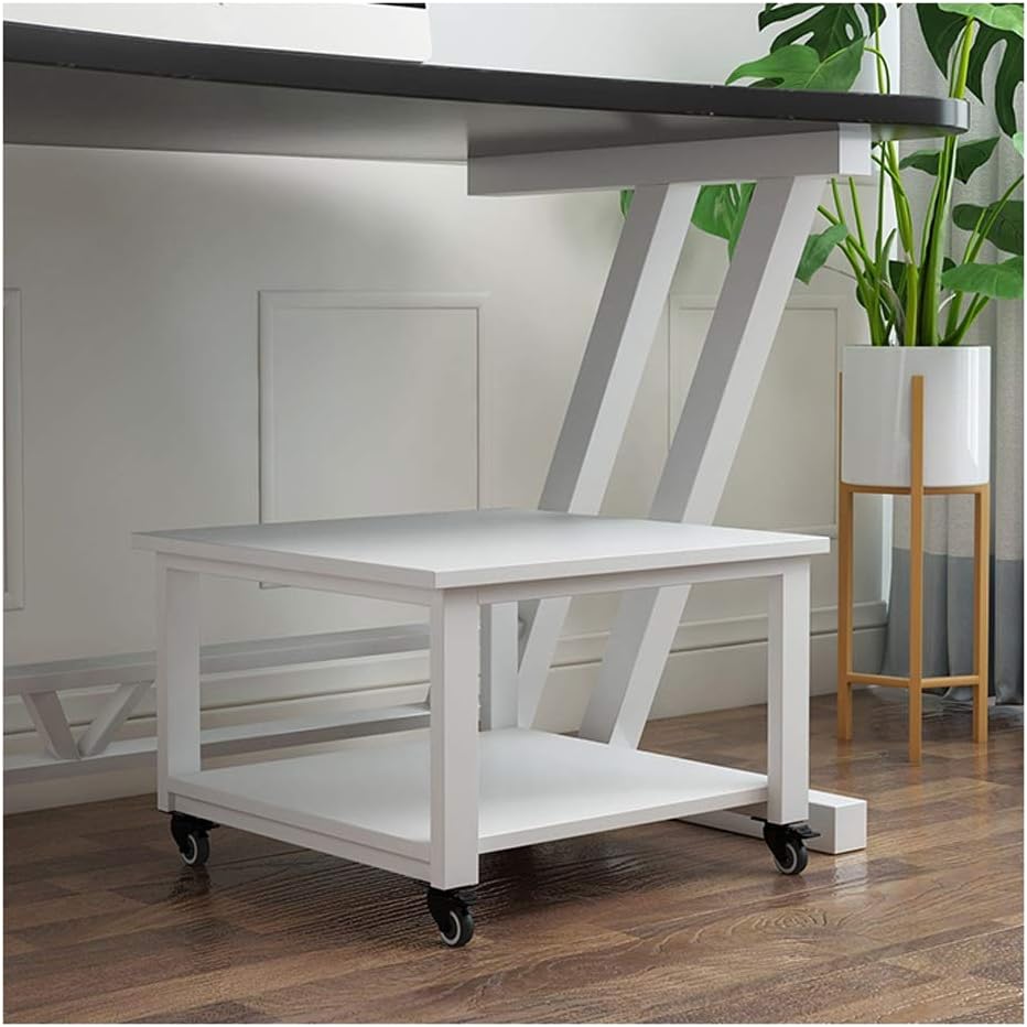 Print Racks Printer Stand Super Load-Bearing Stand Printer Desk Under Desk Printer Stand with 4 Wheels for Mini 3D Printer Desktop Stand for Printer (White b)