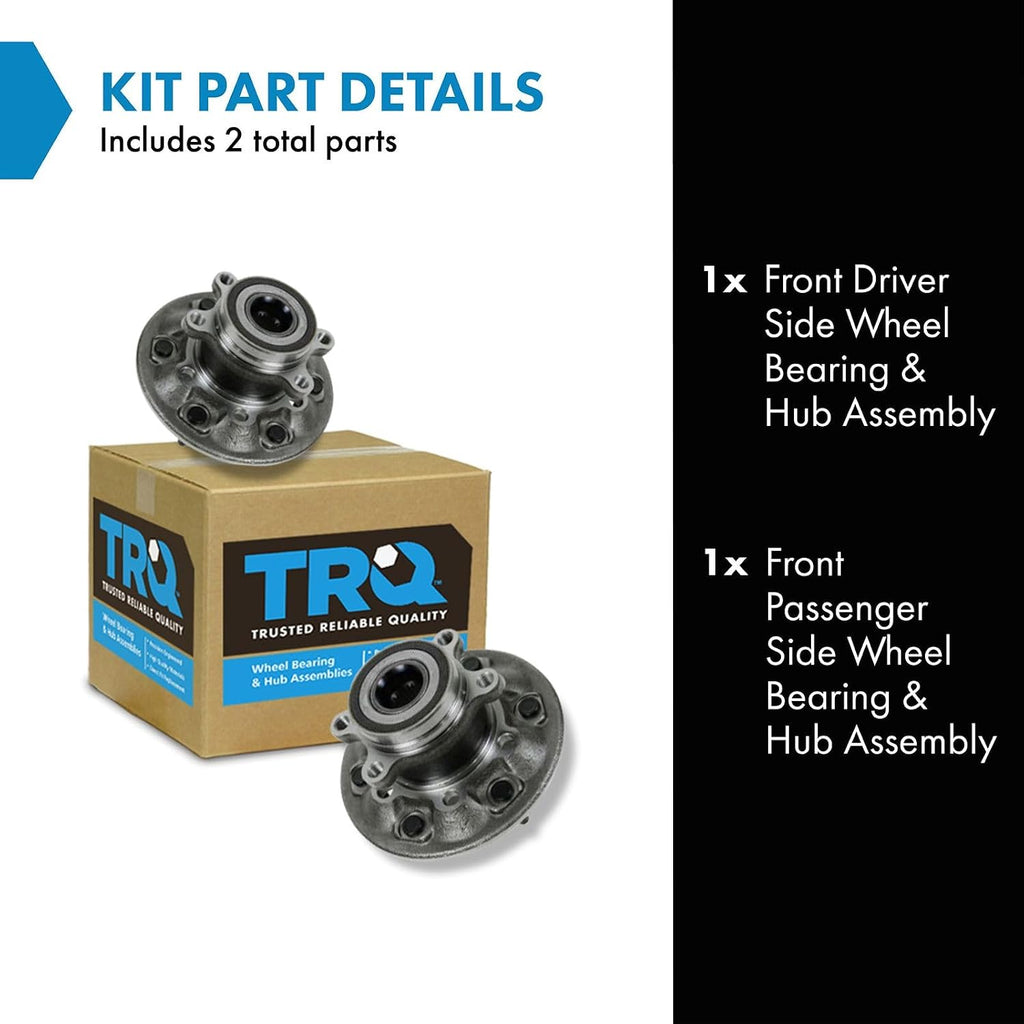 TRQ Front Driver and Passenger Side Wheel Bearing and Hub Assembly Set 2 Piece Compatible with 2009-2012 Chevrolet Colorado 4WD 2009-2012 GMC Canyon 4WD