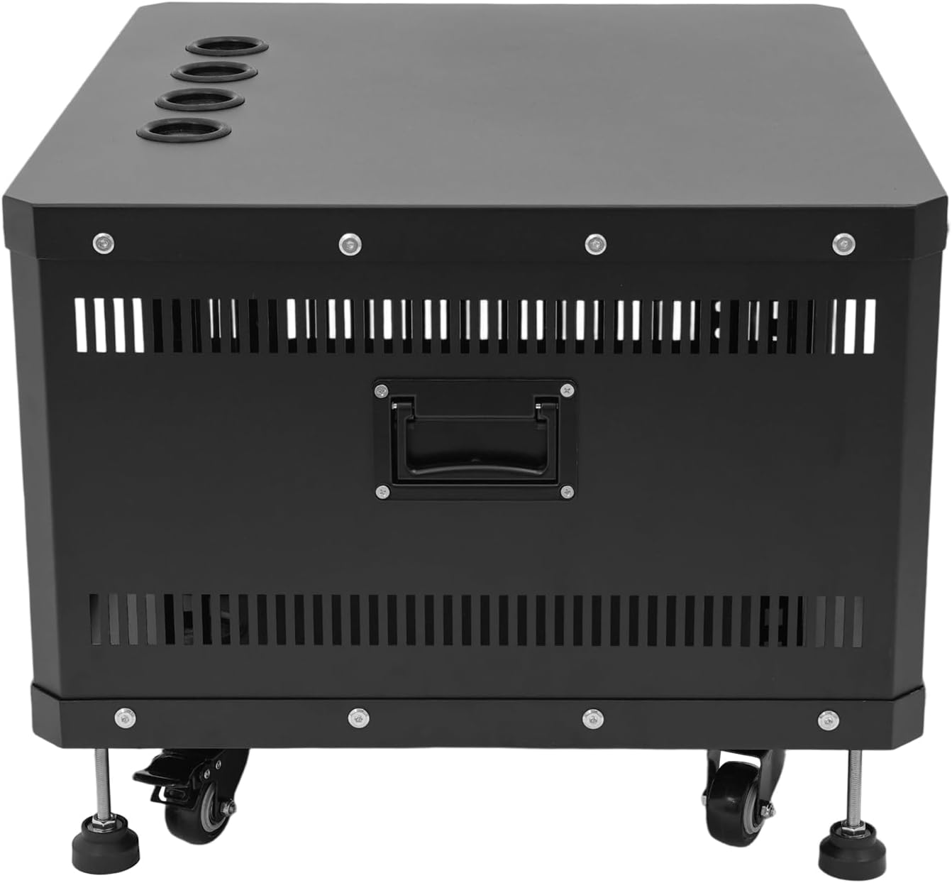 6U Network & Stereo Rack, Universal AV Equipment Rack with Caster Wheels, 22-Inch Rolling Open Server Audio Cabinet, AV Rack Stand for Studio, Server, Network Gear, Built-in Ventilation Holes (Black)