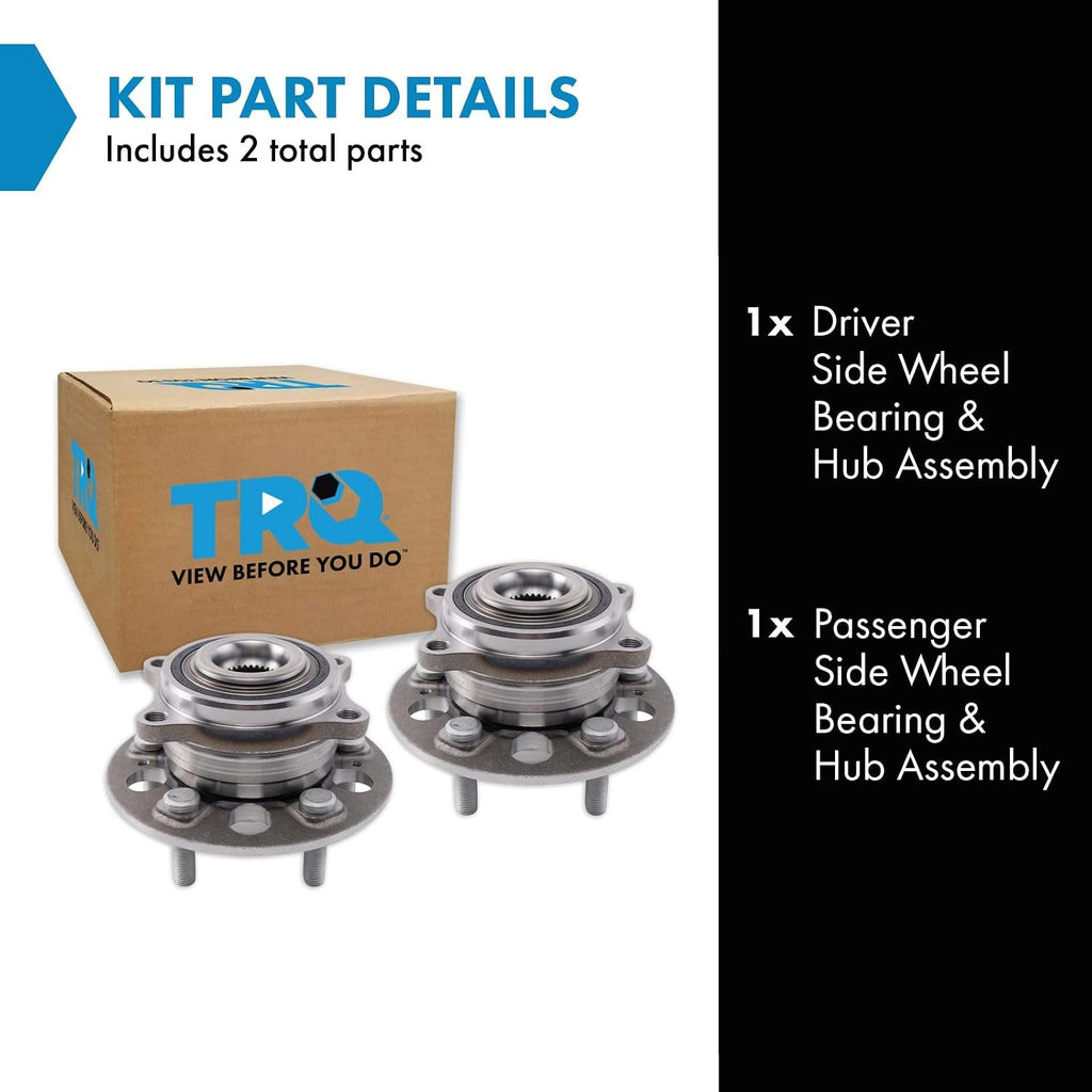 TRQ Left and Right Wheel Bearing and Hub Assembly Set 2 Piece Compatible with 2019-2022 Genesis G70 2019-2022 G70 AWD 2018-2019 Kia Stinger 2018-2019 Stinger AWD
