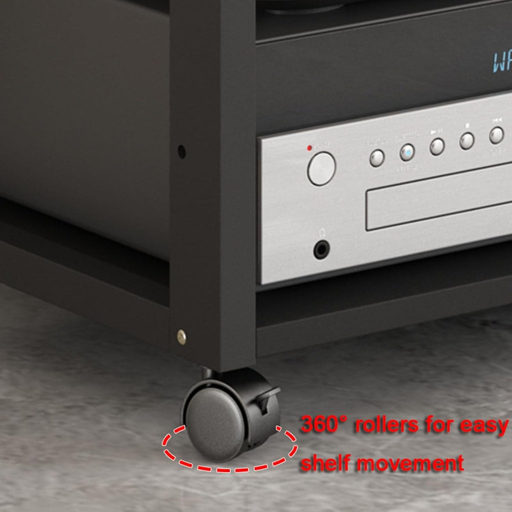 SOBS 5/6/7-Tier AV Media Stand Audio Rack CD Player Stand Stereo Component Storage Cabinet with Height Adjustable Wooden Shelf for Home/Office/Theater, 50x40x131cm (Color : 6 Tier)