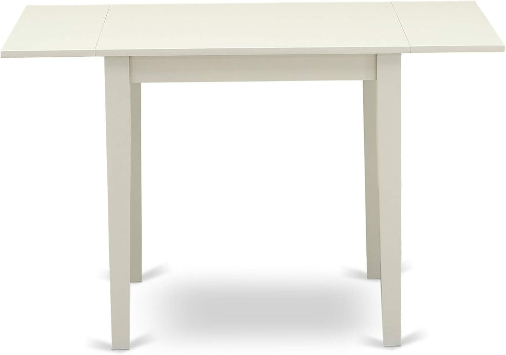 East West Furniture 1NDCE3-LWH-15 3 Piece Kitchen Table & Chairs Set Contains a Rectangle Dining Room Table with Dropleaf and 2 Baby Blue Linen Fabric Parsons Chairs, 30x48 Inch, Linen White
