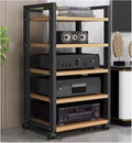 Heavy-Duty Media Storage Cabinet for Living Room Adjustable Stereo Stand with Wheels Home Audio Video Equipment Rack Black Floor-Standing Component Holder-Black-#2-5 Tier