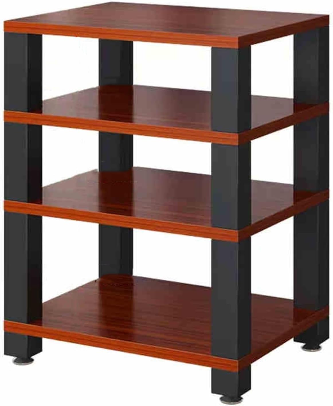 4-Tier Media Cabinet, Corner TV Stand, Teak Audio Video Rack, Space-Saving Stereo Furniture, Ample Storage for Small Spaces, Stylish Floor Media Stand (23.6'x18.8'x30.9')