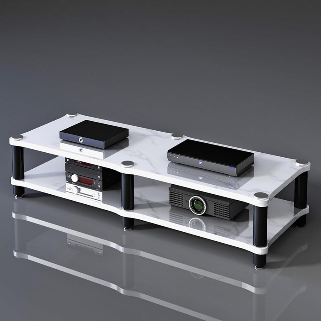 Portable Media Storage Rack Modern Cabinet with Cable Management Audio Rack for Entertainment Stereo Components HiFi Audio Equipment(D,Double Layer)