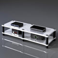 Portable Media Storage Rack Modern Cabinet with Cable Management Audio Rack for Entertainment Stereo Components HiFi Audio Equipment(D,Double Layer)