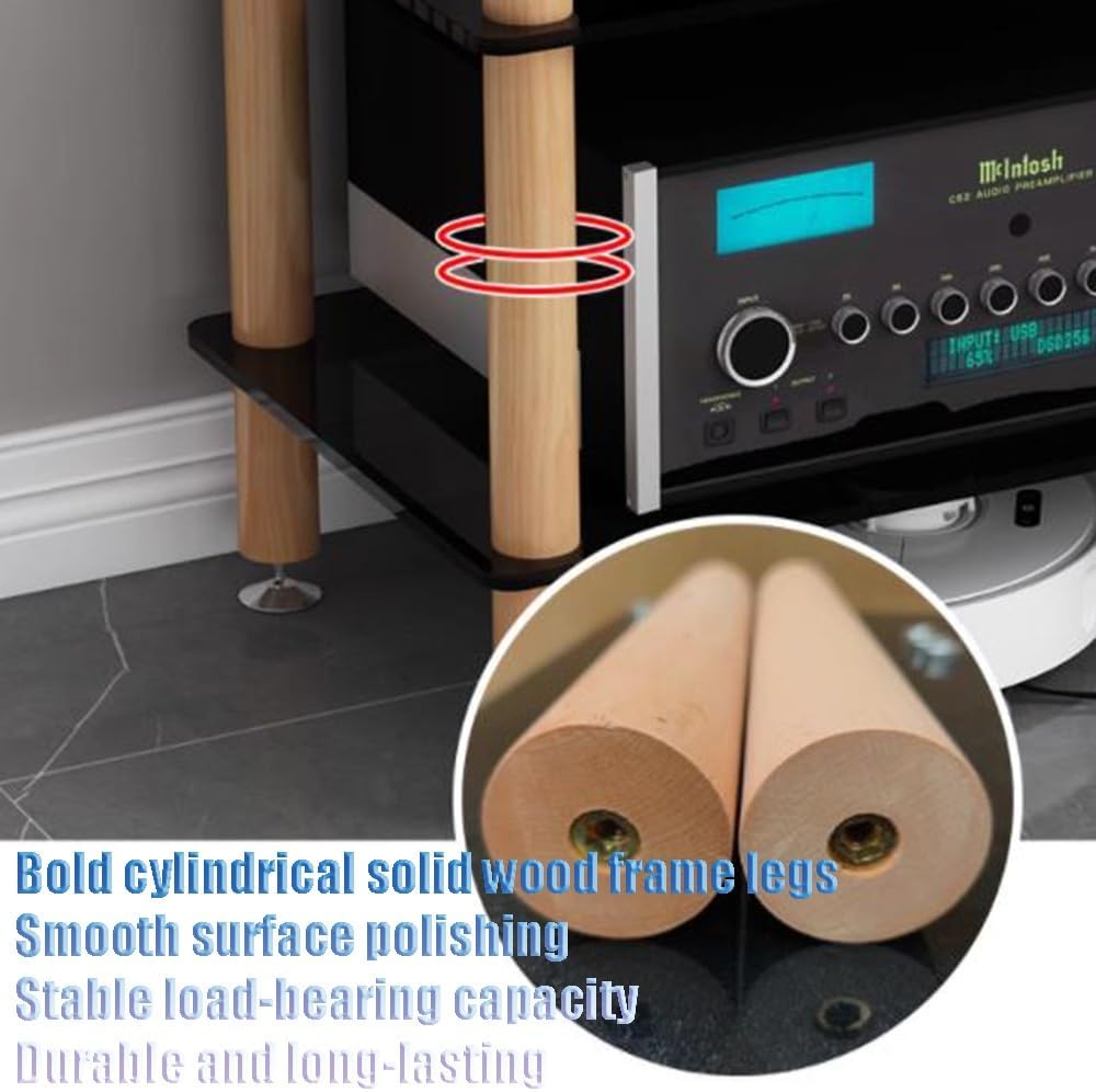 Audio-Video Media Stand 3 4 Tier Tempered Glass Shelves Portable Media Storage Rack for Entertainment Stereo Components, HiFi Audio Equipment(White,1 Tier/60x40x14cm)