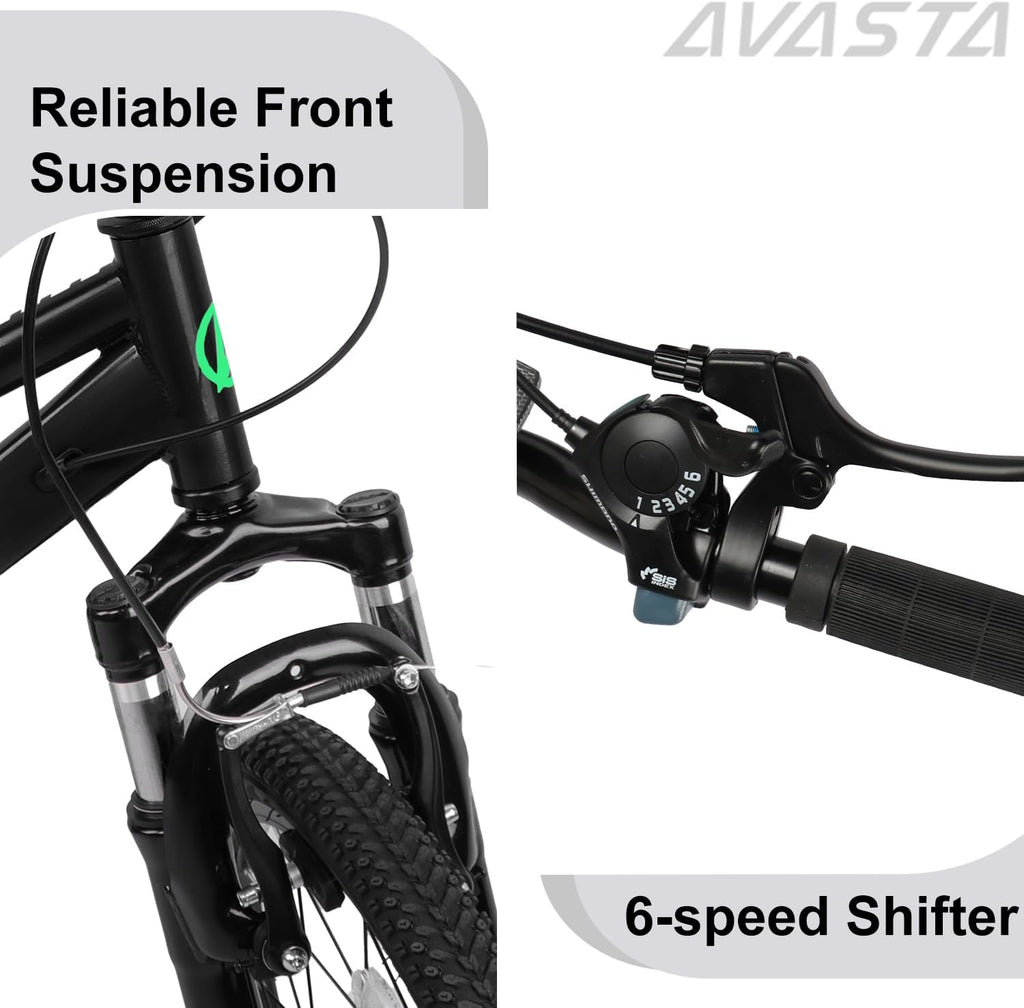 AVASTA Govet 20'' Kids Mountain Bike for 6-12 Years Old Boys Girls with Suspension Fork, 6 Speeds Drivetrain, Multiple Colors
