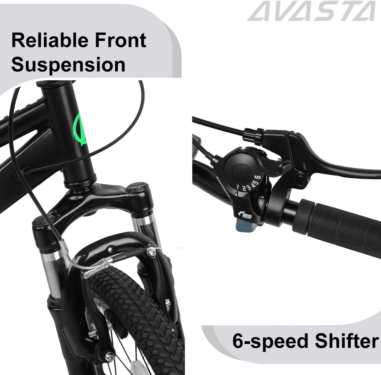 AVASTA Govet 20'' Kids Mountain Bike for 6-12 Years Old Boys Girls with Suspension Fork, 6 Speeds Drivetrain, Multiple Colors