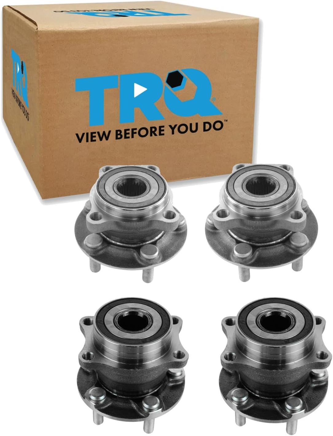 TRQ 2 Piece Front Rear Wheel Bearing & Hub Assembly Set Compatible with 2009-2013 Subaru Forester 2012-2013 Impreza 2010-2014 Legacy Outback