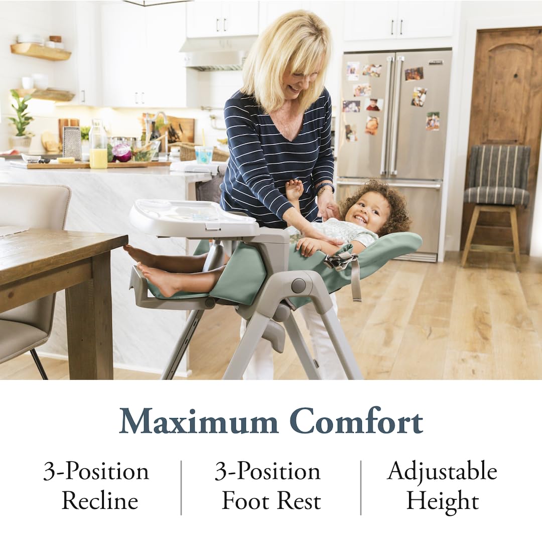 Inglesina My time Highchair, Mint - Adjustable High Chair for Babies & Toddlers, 4 Height & 3 Recline Settings, Collapsible, Tool-Free Assembly, BPA Free, Removable Tray for Easy Cleaning