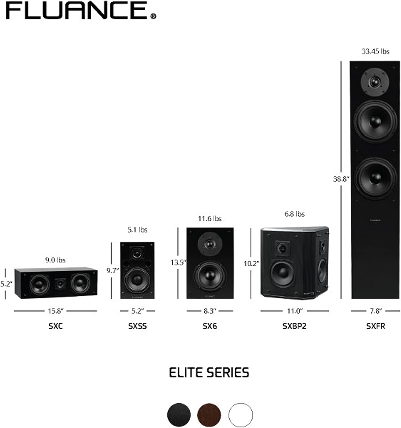 Fluance Elite High Definition 2-Way Bookshelf Surround Sound Speakers for 2-Channel Stereo Listening or Home Theater System - Natural Walnut/Pair (SX6W)