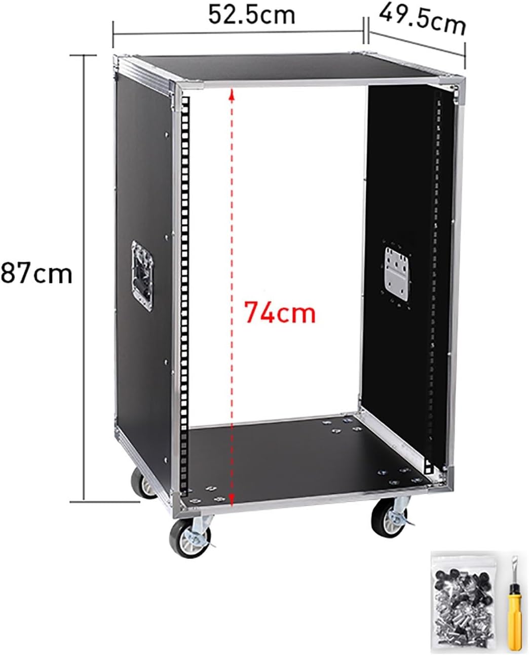 Portable Network Rack，Open Frame Rack，for Servers & AV Gear，with Caster Built-in Handle Network Rack， Rolling Network Rack（16U -87x52.5cm） (Size : 16U-87X52.5CM)