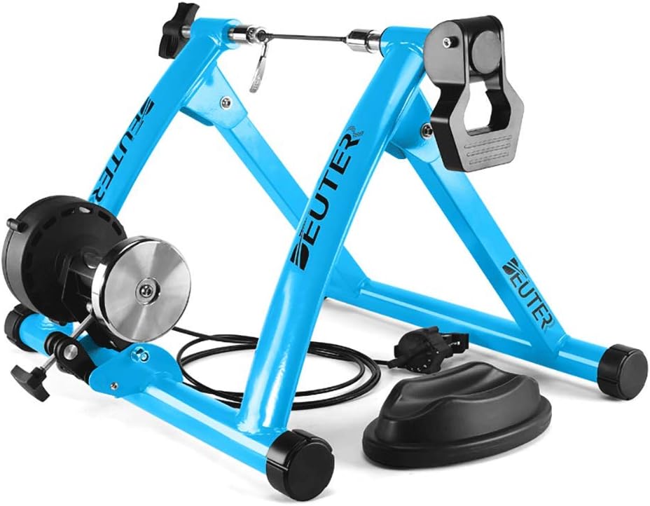 Bike Trainer, Magnetic Bicycle Stationary Stand for Indoor Exercise Riding, 26-29' & 700C Wheels, Quick Release Skewer & Front Wheel Riser Block Included