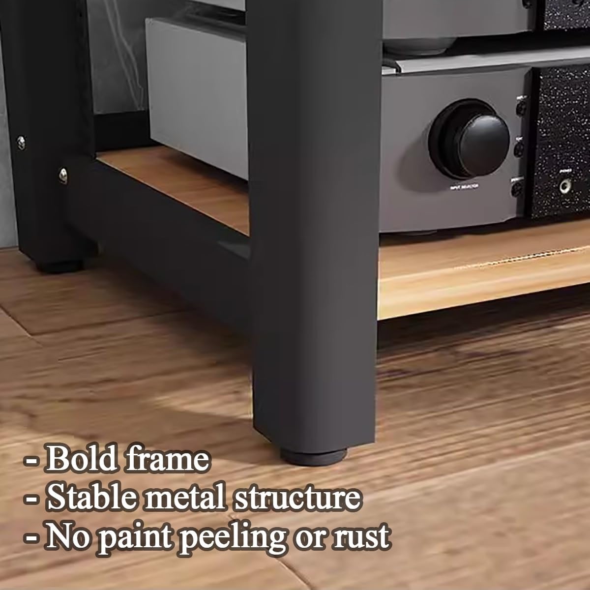 4 Tier Corner Shelf Media TV Console Storage Cabinet, Stereo Equipment Audio Vedio Stand, Player CD DVD Speaker for Living Gaming Recording