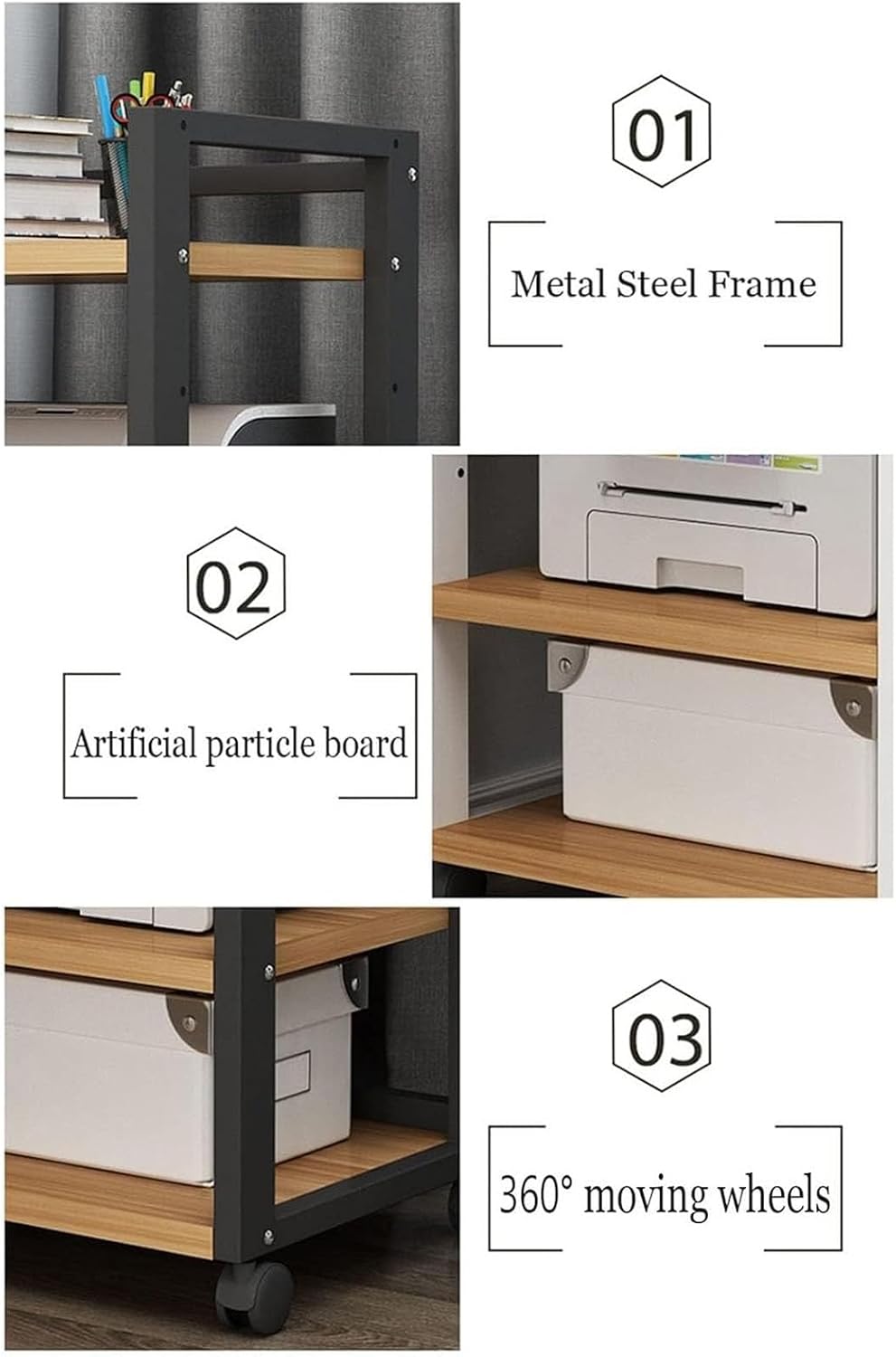 Furniture Media Stand Audio Rack DVD CD Player Stand Power Amplifier Equipment Cabinet, Floorstanding Storage Shelves，4-Tier Adjustable Shelf
