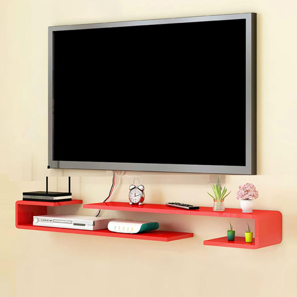 Wall mounted TV Shelf Decorative Wall Display Floating Shelf Wall Shelf TV Stand TV Media Console Audio-visual Equipment Shelves TV Board Wall-Mounted Cable Management Storage Shelf Gaming Shelf