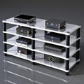 Portable Media Storage Rack Modern Cabinet with Cable Management Audio Rack for Entertainment Stereo Components HiFi Audio Equipment(D,Four Layers)