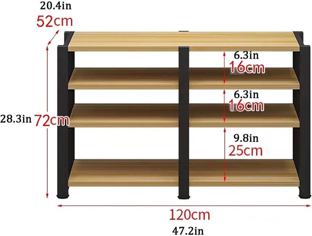 AV Media Stand, Video Audio Rack with Storage Shelves, Multi-Function Record Player Stand, Stand Corner Component Stereo Cabinet, Power Amplifier Shelf Equipment(Natural,4 tier 72CM/28.3in)