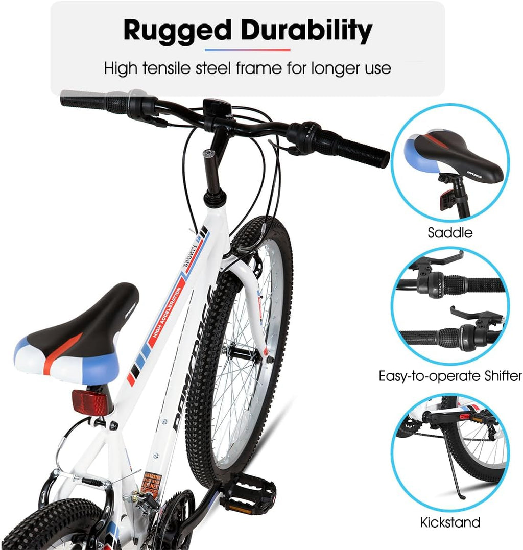 HILAND Adult 26 Inch Mountain Bike, Mens Womens Bicycle, High-Carbon Steel Frame Mountain Bicycle, Sport MTB for Adults, Multi-Color