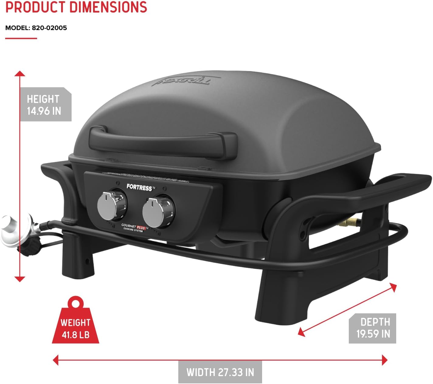 Nexgrill Fortess 2-Burner Portable Gas Grill & Griddle Combo with 263 SQ In Cooking Space, Easy Lift Handles, 13,500 BTU, 2-in-1 Small Tabletop Grill for Camping, Outdoor Cooking, and More - 820-02005
