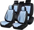Coverado Front and Rear Seat Covers, 5 Seat Universal Seat Covers, Faux Leather Seat Cover for Trucks, Waterproof Car Seat Protector, Car Seat Cover Car Seat Cushion Fit for Most Cars (Black&Blue)