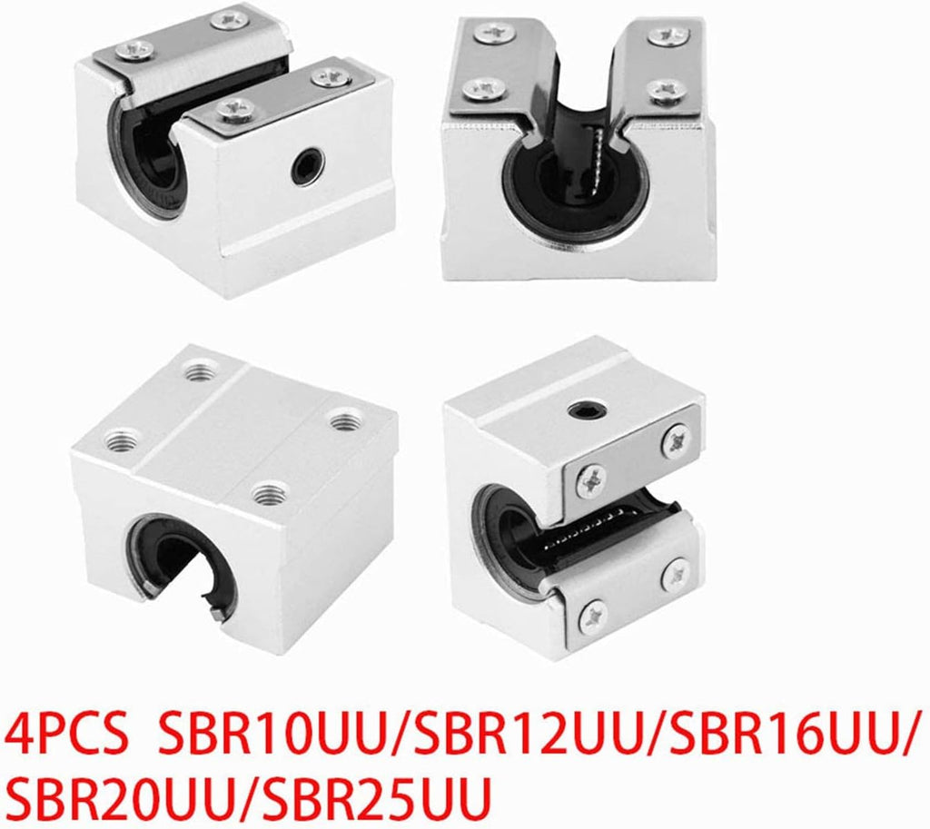 4pcs Linear Bearing Slides, Model SBR10UU-SBR25UU, Length 10-25mm,mainly Used for CNC Parts, 3D Printer Parts, Precision Machine Tools(SBR10UU)