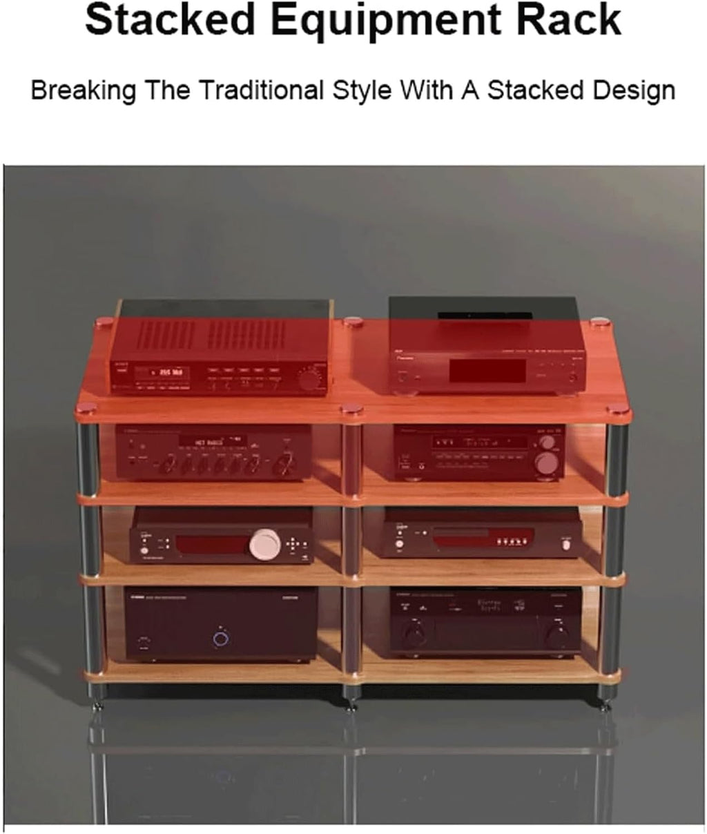 Audio Rack Multi Layer Stereo Rack Audio Equipment Rack Wooden Audio Rack Cabinet AV Cabinet Durable Audio Component Rack Media Rack(Natural,4 Tier)