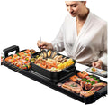 Electric Grill with Hot Pot 2 in 1 Indoor Korean BBQ Grill,2200W Multifunctional Smokeless BBQ Hot Pot Double Pot,Non-Stick Pan,for 5-10 People,for Grilling & Cooking(Single Pot)