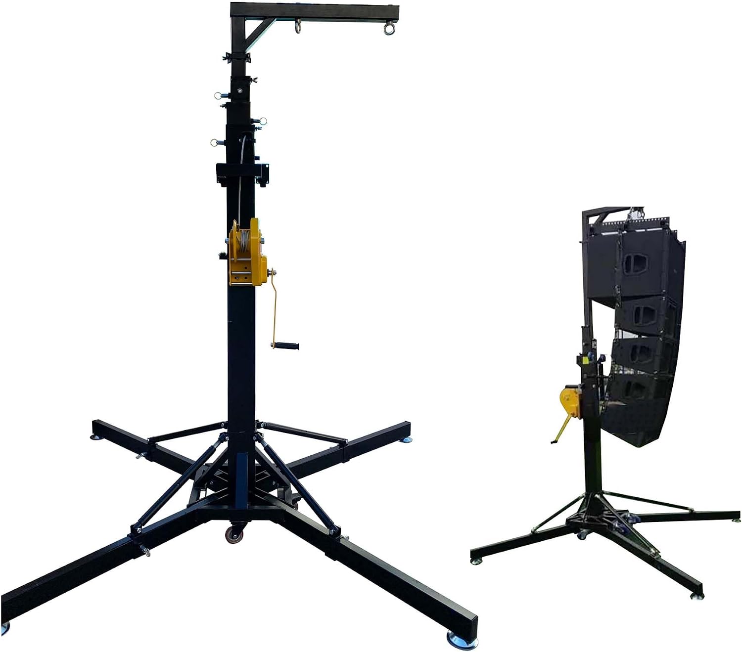 Steel Audio Crank Stands, 6.5 to 19.6 ft Height Crank Up Stands, Telescoping Stage Speaker Stands with 4 Support Legs and 4 Moving Casters, 550LB Load Capacity