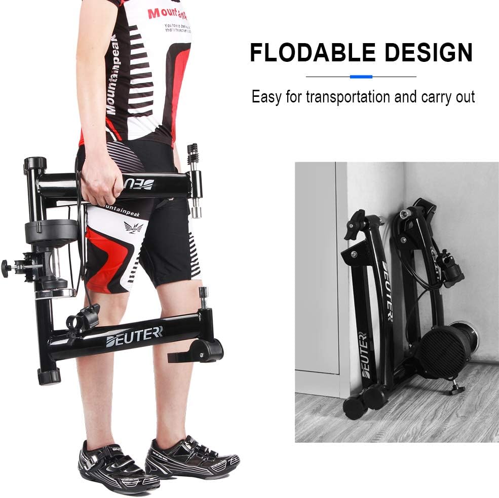 Bike Trainer, Magnetic Bicycle Stationary Stand for Indoor Exercise Riding, 26-29' & 700C Wheels, Quick Release Skewer & Front Wheel Riser Block Included