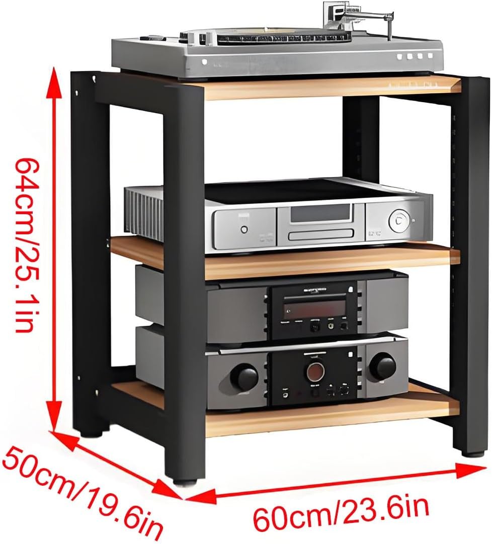 Audio Cabinet Stand, 2/3/4/5 Tier Media Rack with Height-Adjustable Shelf for DVD Players, TV Box, Game Console - Brown