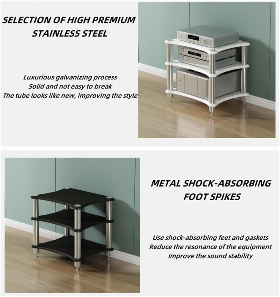 Multi-layer AV Media Stand, Audio Equipment Rack, Multifunctional Stereo Cabinet, Media Shelf for DVD Player 、Game Console、TV Box and WiFi Routert(Black,Large)