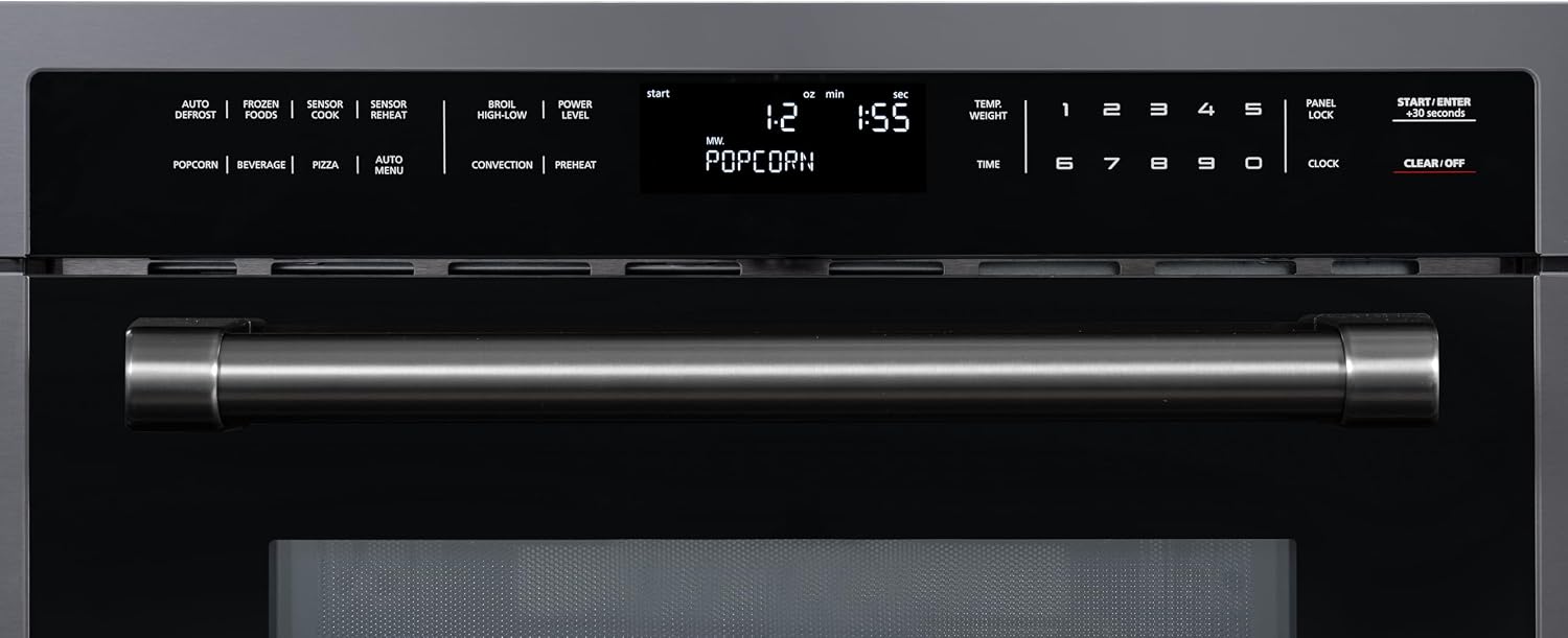 KoolMore Reserve 24 in. 1.6 cu. ft. Built-in Convection Microwave Oven with 10 Power Levels, Sensor Cooking, Bake, Roast, Broil, Defrost, 1750 Watts, UL Certified in Black Stainless-Steel