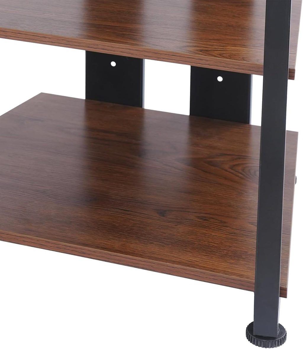 4-Tier AV Media Stand Corner Shelf Wooden Stereo Cabinet Audio Rack Tower for Audiovisual Equipment/DVD Players/CD Changers/Game Consoles