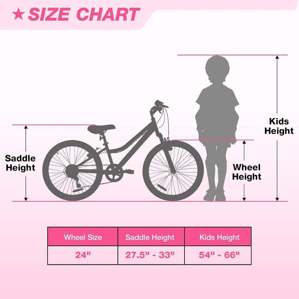 WEIZE 20 24 Inch Kids Mountain Bike,Kids Bike for Girls Age 6-14 Year Old,6 Speed Kid Bicycle with Front Suspension Fork,Adjustable Seat Height,High-Carbon Steel Frame,Ideal for Girl Adventurers