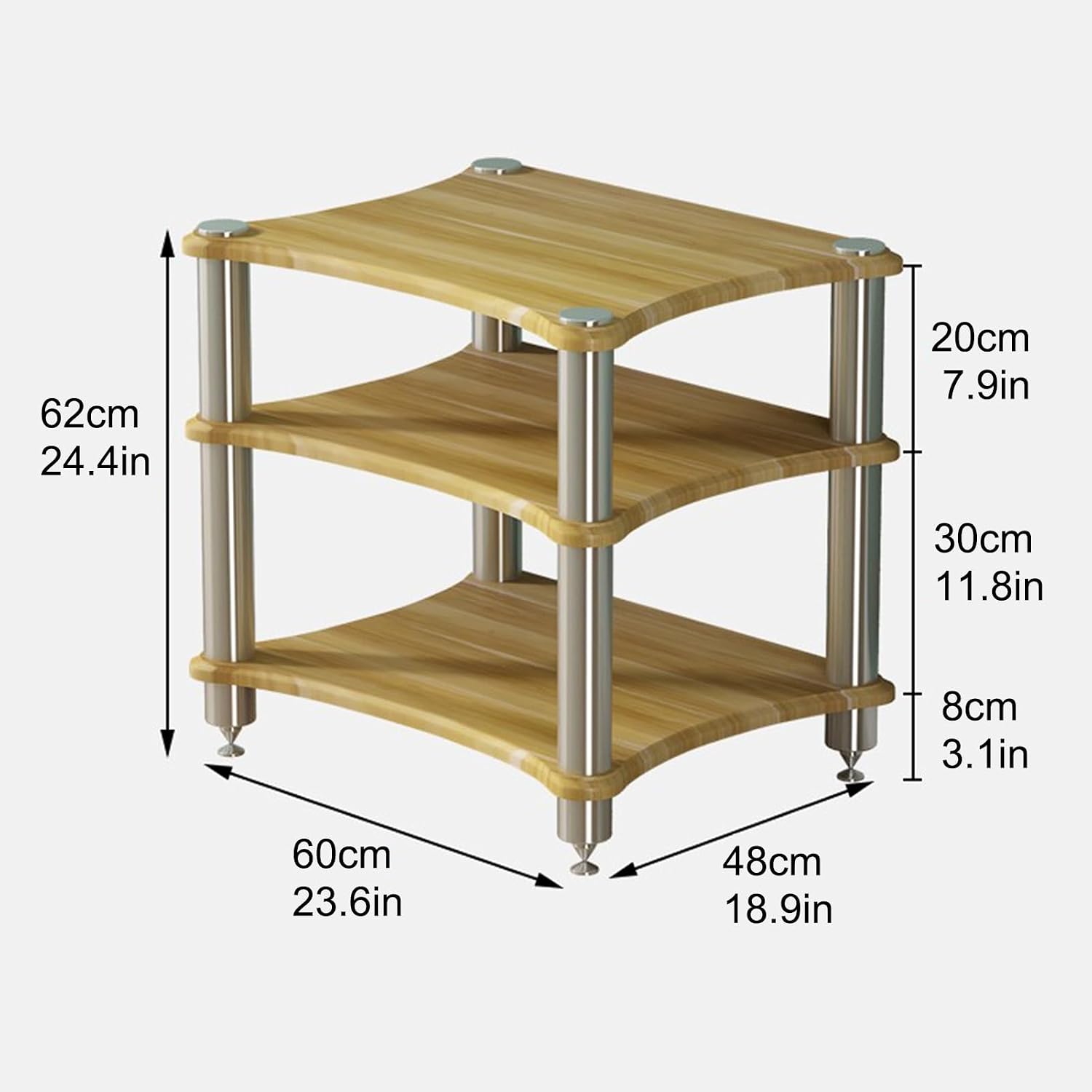 Modern Stereo Cabinet for AV Equipment, Audio Rack Stand for DVD Players, Media Storage Unit for Living Room & Gaming, Stylish Red Finish (60x62cm/23.6x24.4in)
