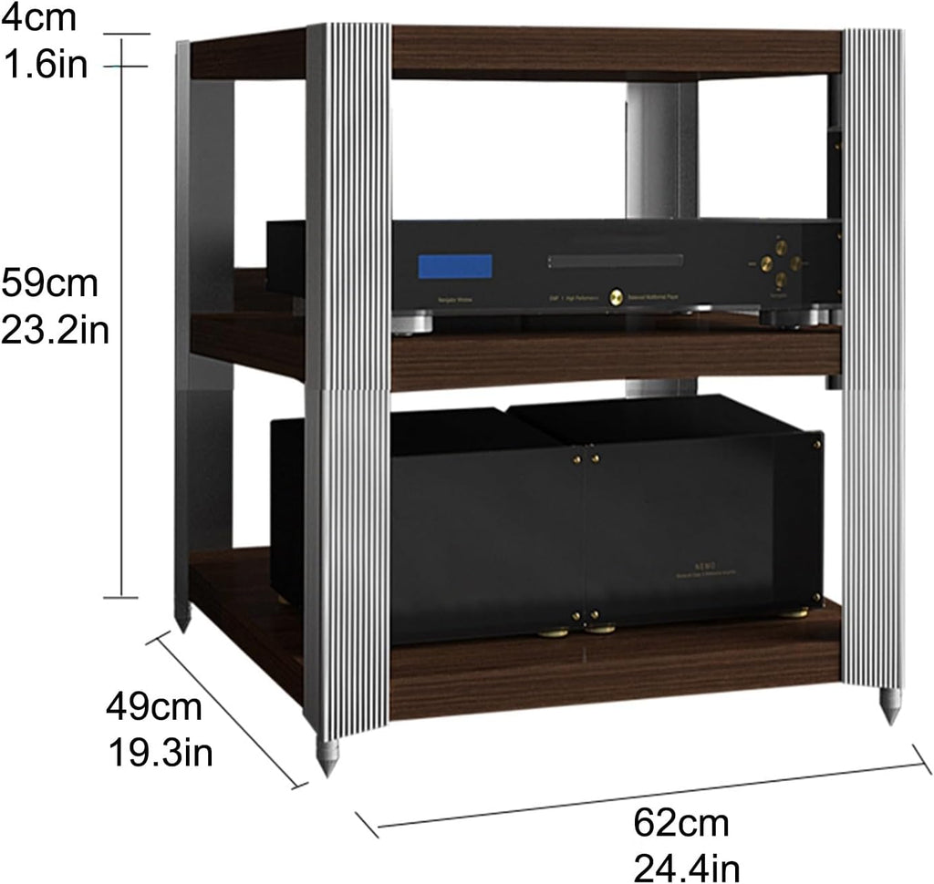 Modern Stereo Cabinet AV Media Stand, Record Player Stand & Audio Video Media Storage for Living Room, Meeting & Recording Room (62x49x59cm/24.4x19.3x23.2in)