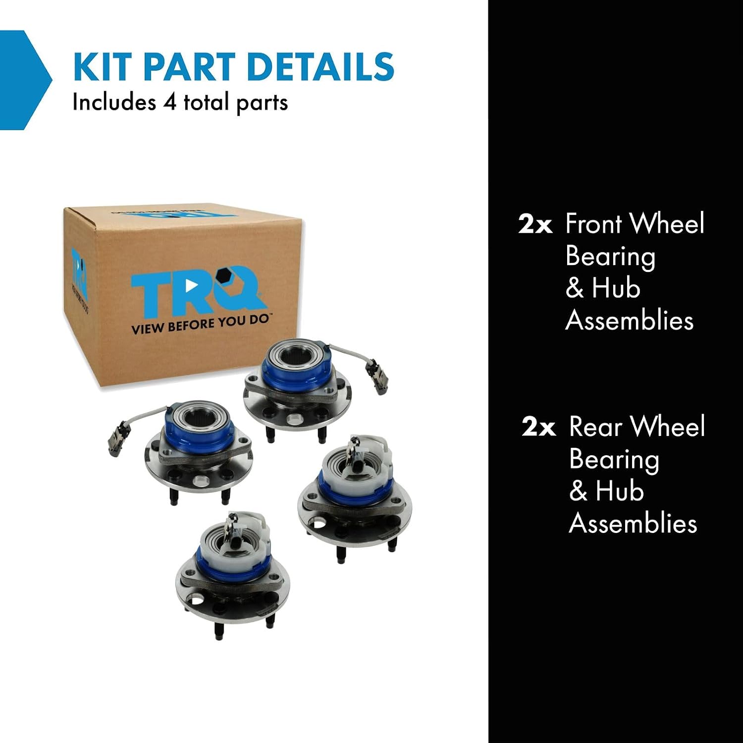 TRQ 2 Piece Front Rear Wheel Bearing & Hub Assembly Set Compatible with 2002 Buick Rendezvous 2005 Terraza Chevrolet Uplander Venture 2002-2004 Oldsmobile Silhouette 2001-2005 Pontiac Aztek Montana S