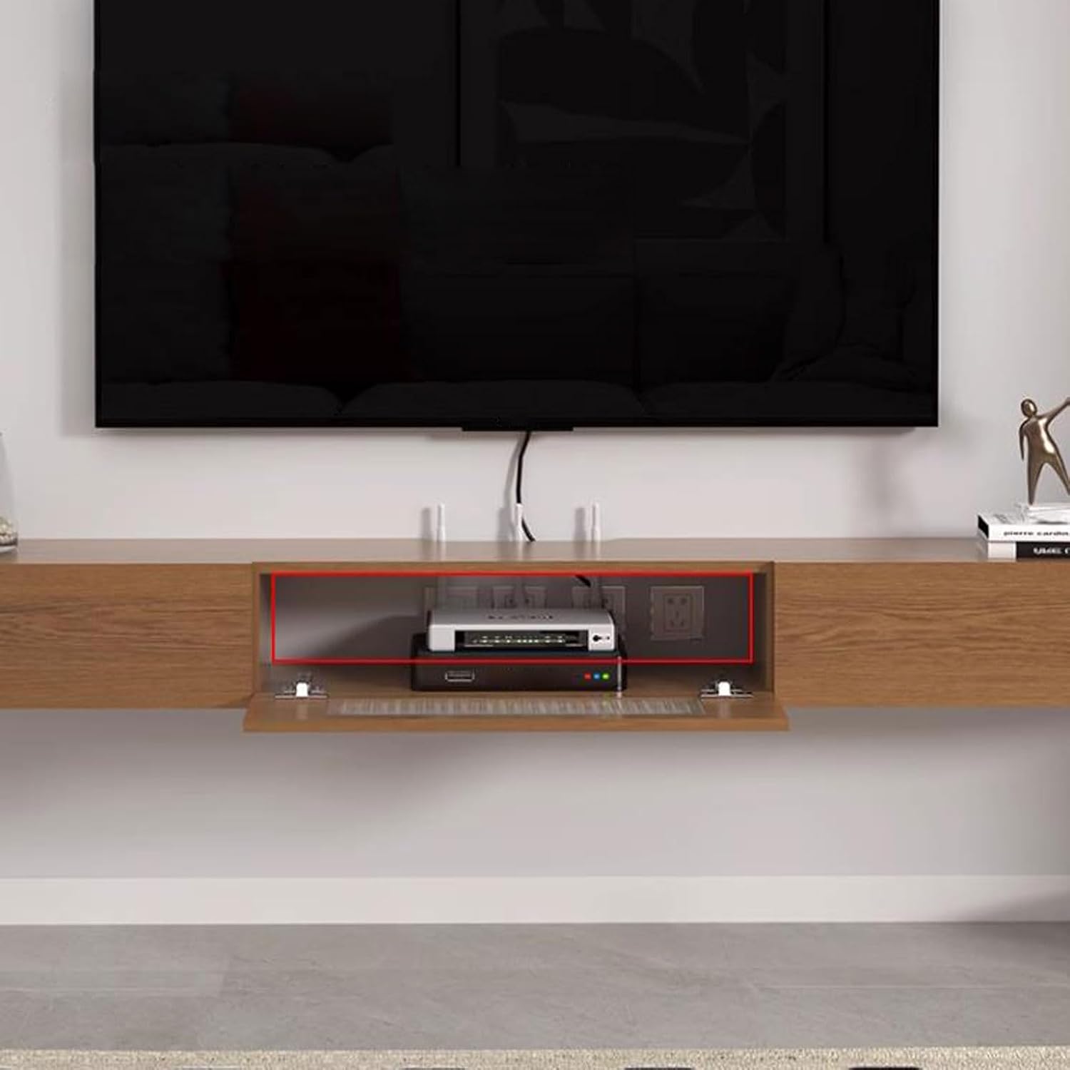 Wall Mounted TV Cabinet Floating TV Shelf Wall Shelf WiFi Router Set top box Toy Storage Shelf Display Shelf TV Board TV Wall Unit Decor Shelf Media TV Console Audio-visual Equipment Shelves 160cm